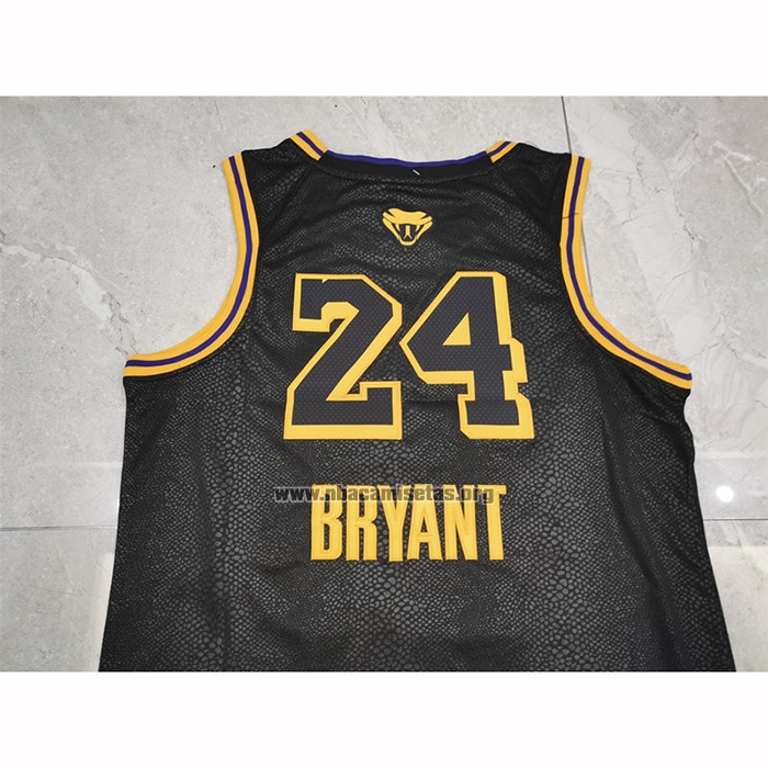 Camiseta Los Angeles Lakers Kobe Bryant NO 24 Black Mamba Negro